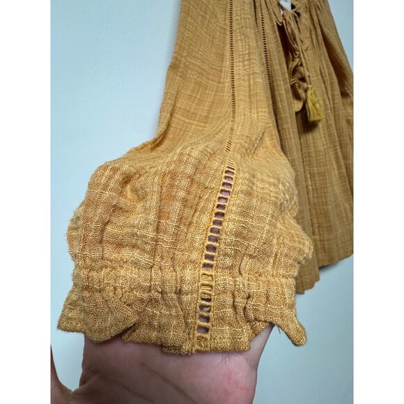 NWT - SUNDANCE Boho Peasant Blouse Tassel Ties Ladder Lace, Sz L - Picture 5 of 8